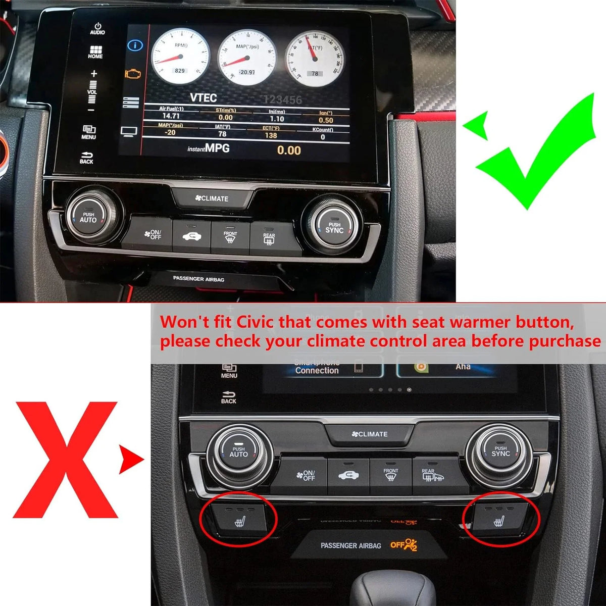Interior Center Console Panel Gear Shift Button Frame Trim Kit Sporty Red R960294