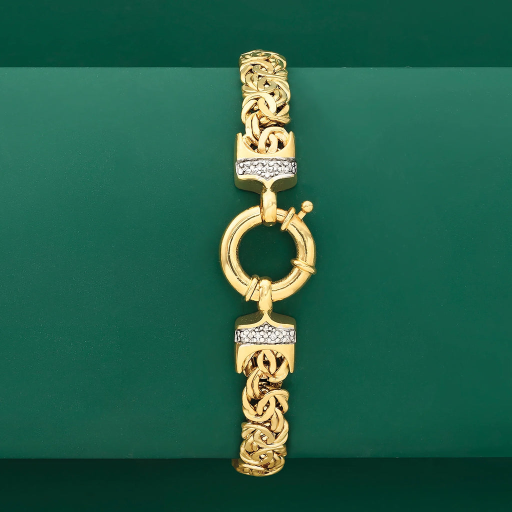 14kt Yellow Gold Byzantine Bracelet With Diamond Accents B522