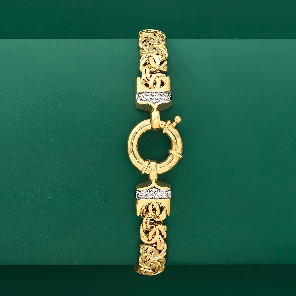 14kt Yellow Gold Byzantine Bracelet With Diamond Accents B522