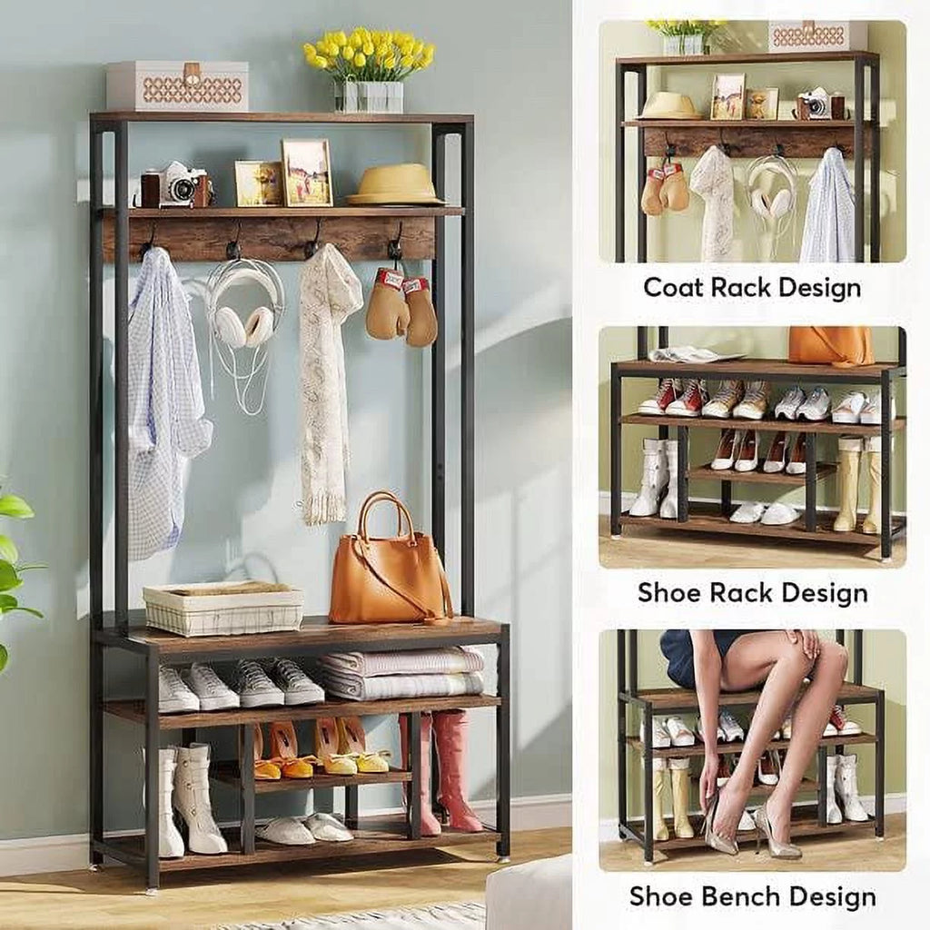 Entryway Hall Tree with Bench and Shoe Storage Z289016