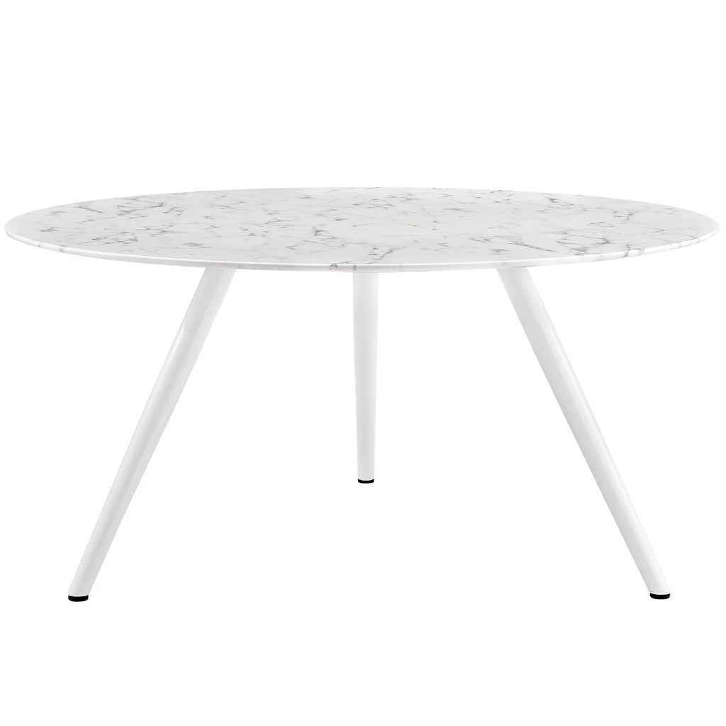 Round White Marble Metal Dining Table I31202
