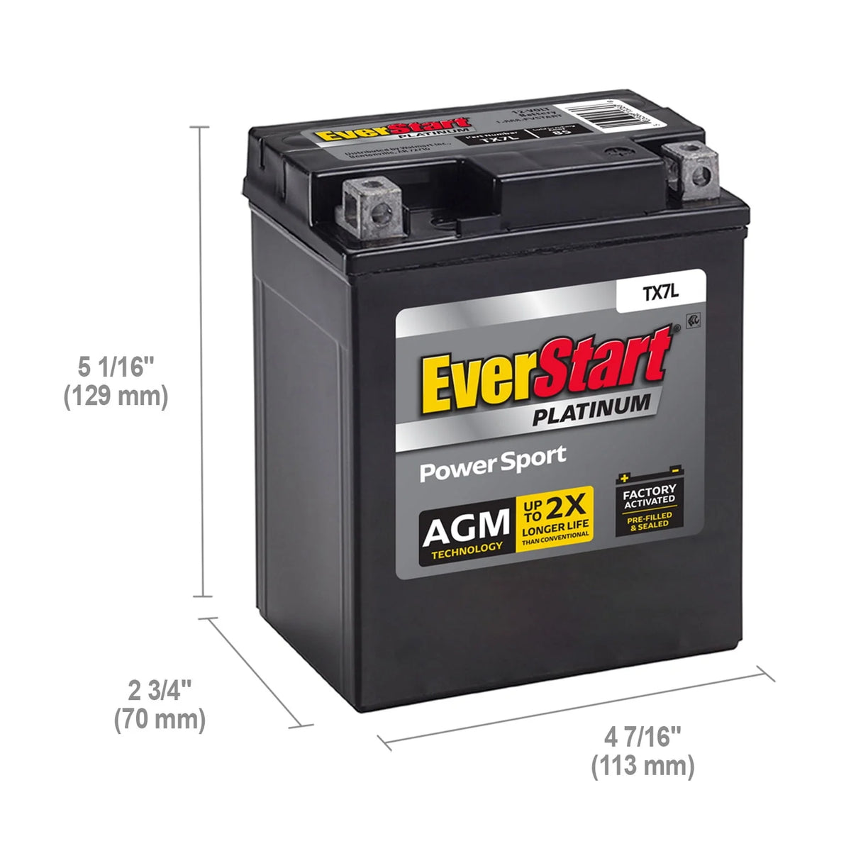 AGM Power Sport Battery Group Size TX7L 12 Volt 85 CCA H865282