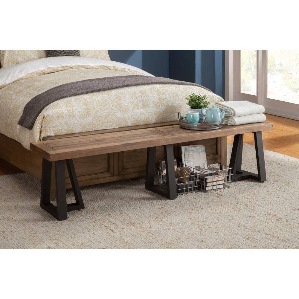 Wood and Metal Dining Bench Brown H9188