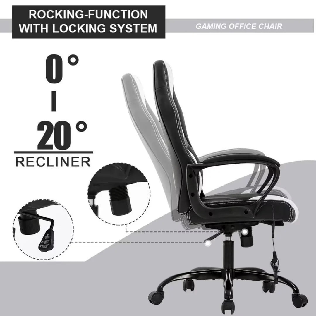 Black Adjustable PU Leather Gaming Chair H2642