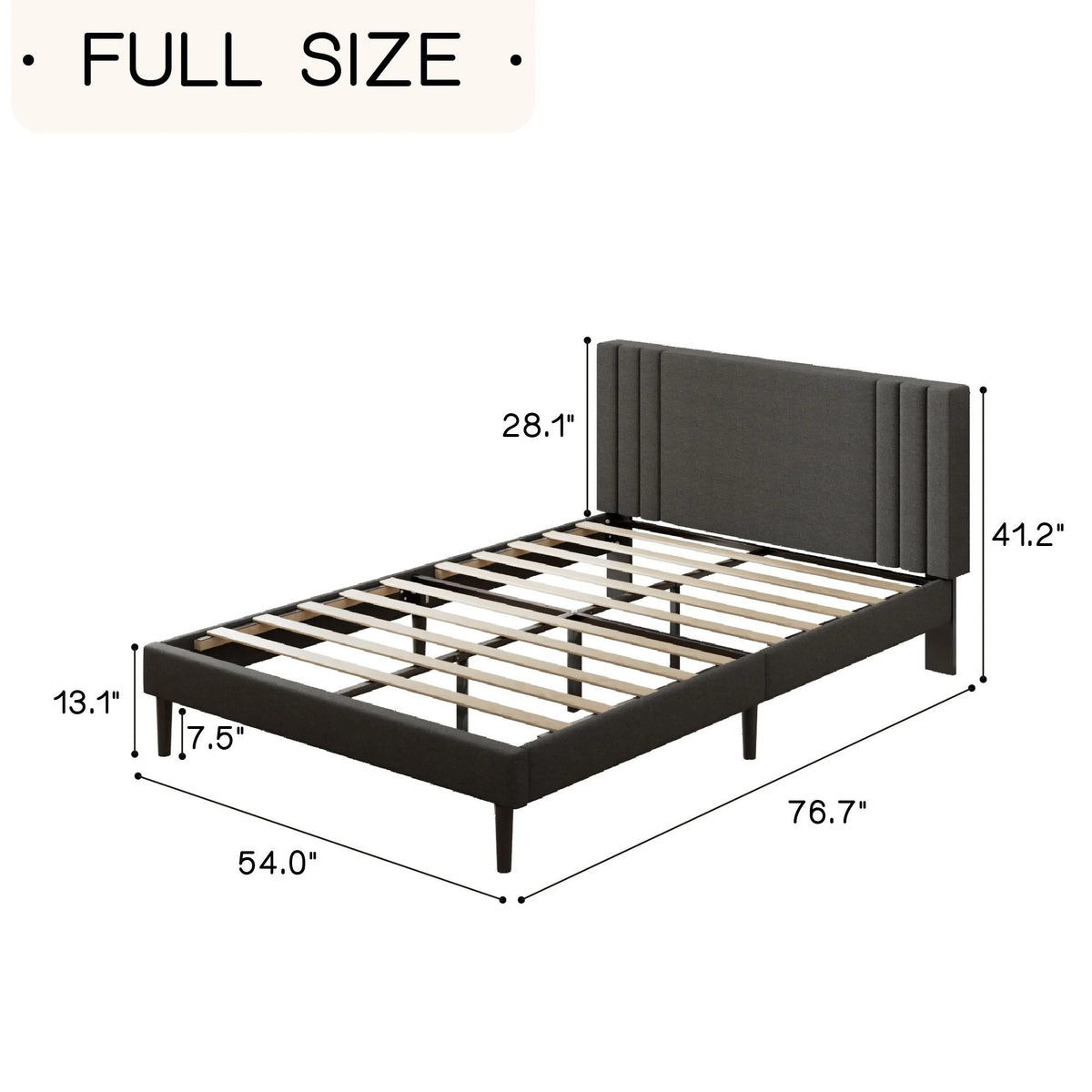 Dark Gray Wood Frame Full Platform Bed G68371