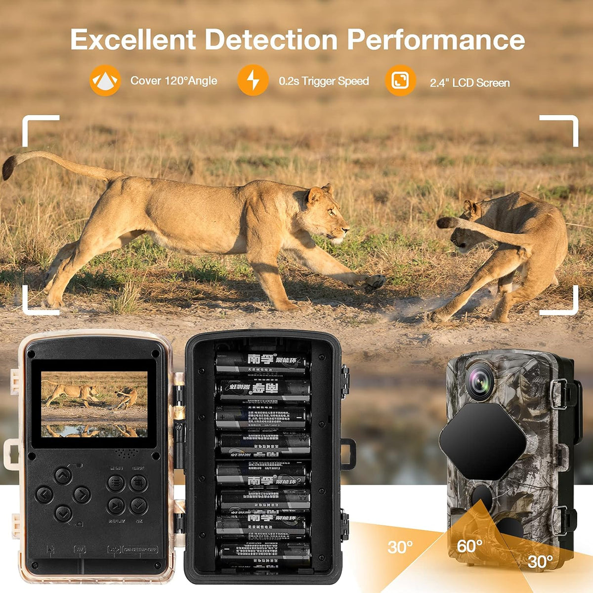 4K 24MP WiFi Trail Camera with Night Vision, IP66 Waterproof, Pack of 2 P869