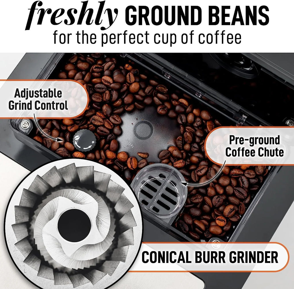 Automatic Espresso Machine with Grinder and Milk Frother F493715