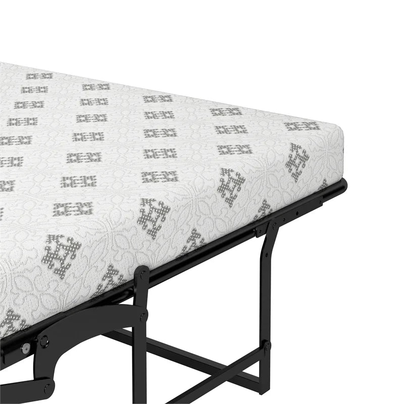 Bark Gray Engineered Wood Full Cabinet Bed with Mattress U54399