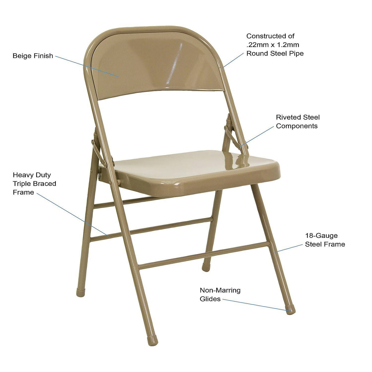 Beige Metal Folding Chairs R431