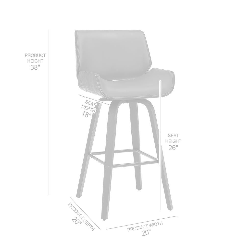 Faux Leather Wood Swivel Counter Stool in Gray/Black W363