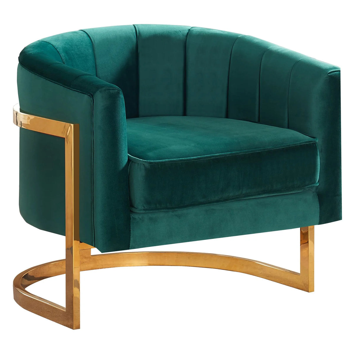Green Velvet Accent Chair with Stainless Steel Base Z90284