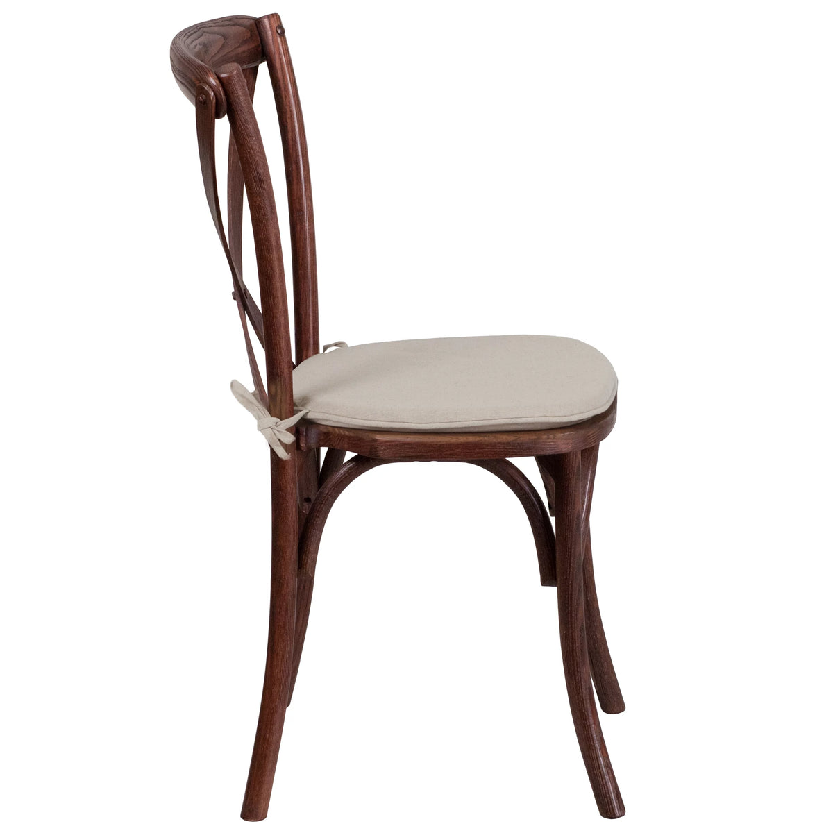 Mahogany Finish Wooden Cross Back Dining Chair with Cushion U801