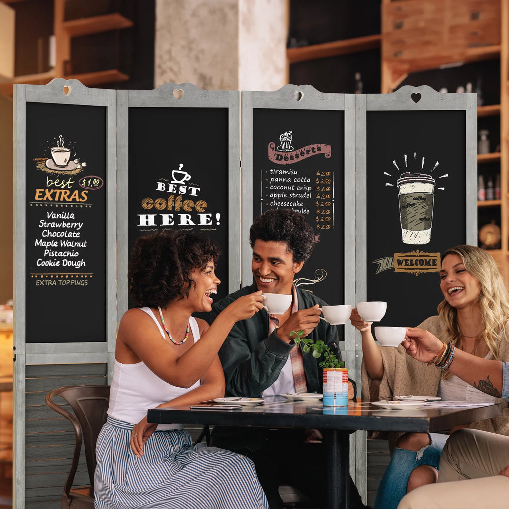 4 Panel Folding Room Divider with Chalkboard O417
