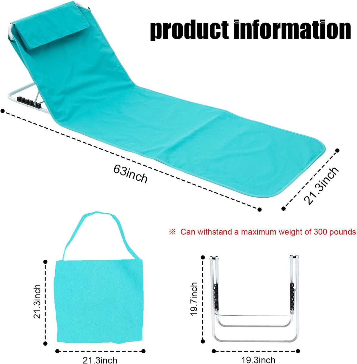 Aqua Blue Folding Lightweight Beach Chairs V378
