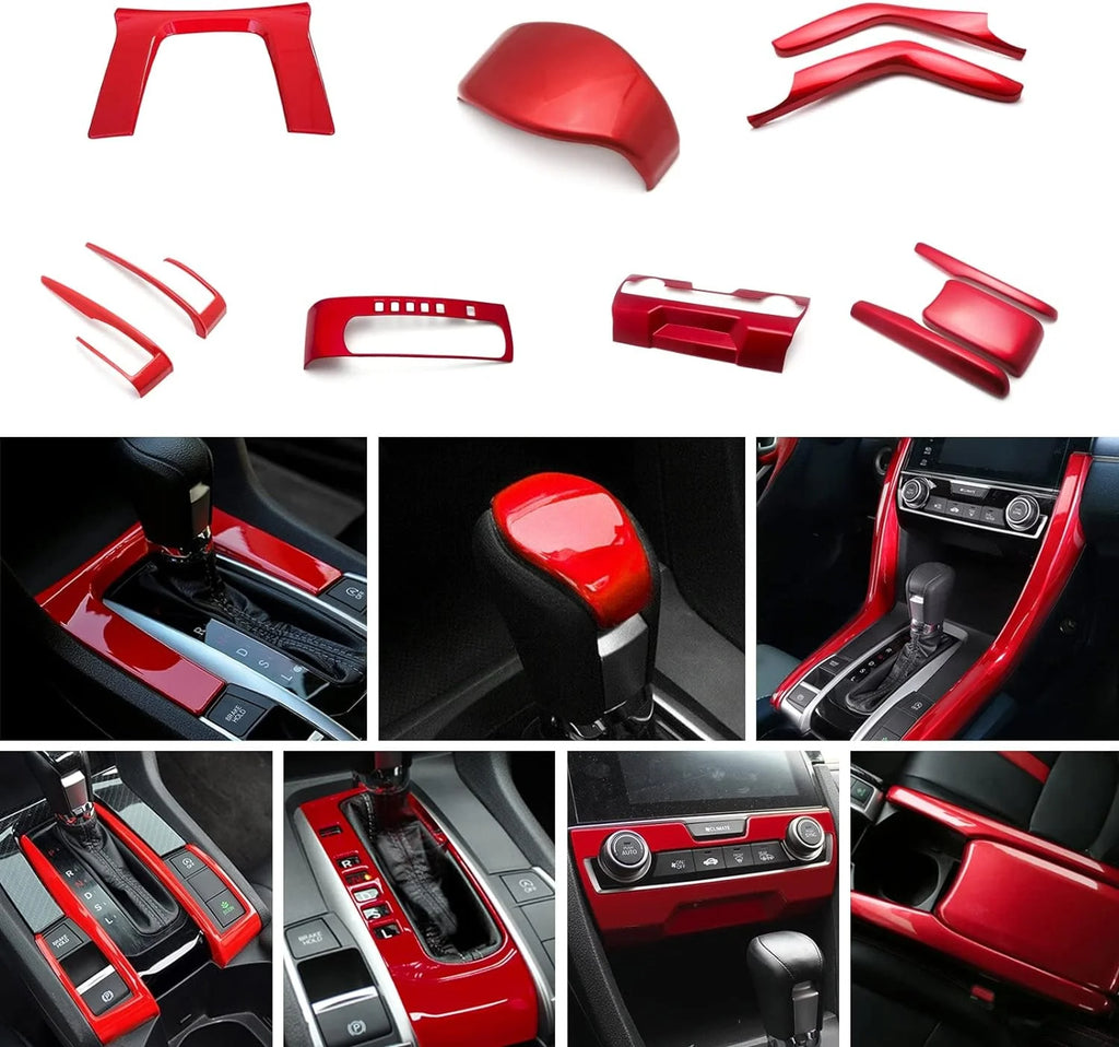 Interior Center Console Panel Gear Shift Button Frame Trim Kit Sporty Red R960294