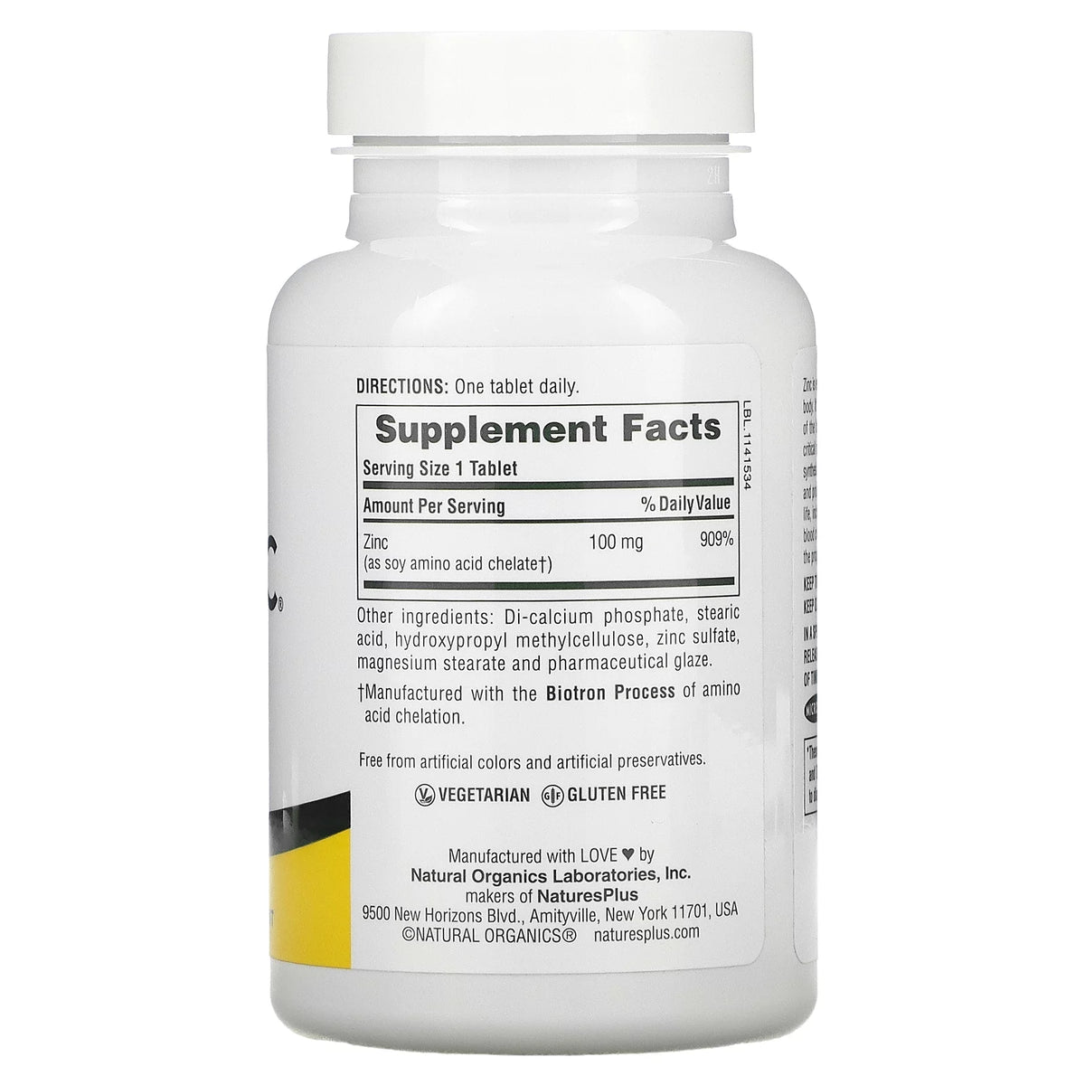 90 Tablets 100 mg Zinc Q8946