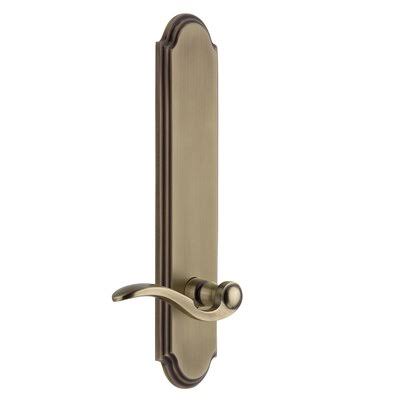 Vintage Brass Passage Door Lever with Arc Plate T75604