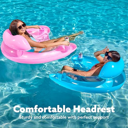 2 Pack Inflatable Pool Chairs with Cup Holders G4029