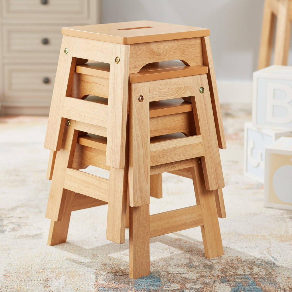 Natural Wooden Stools - Set of 4 E126