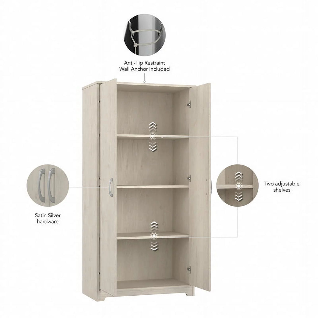 Tall Storage Cabinet in Linen White Oak B6445