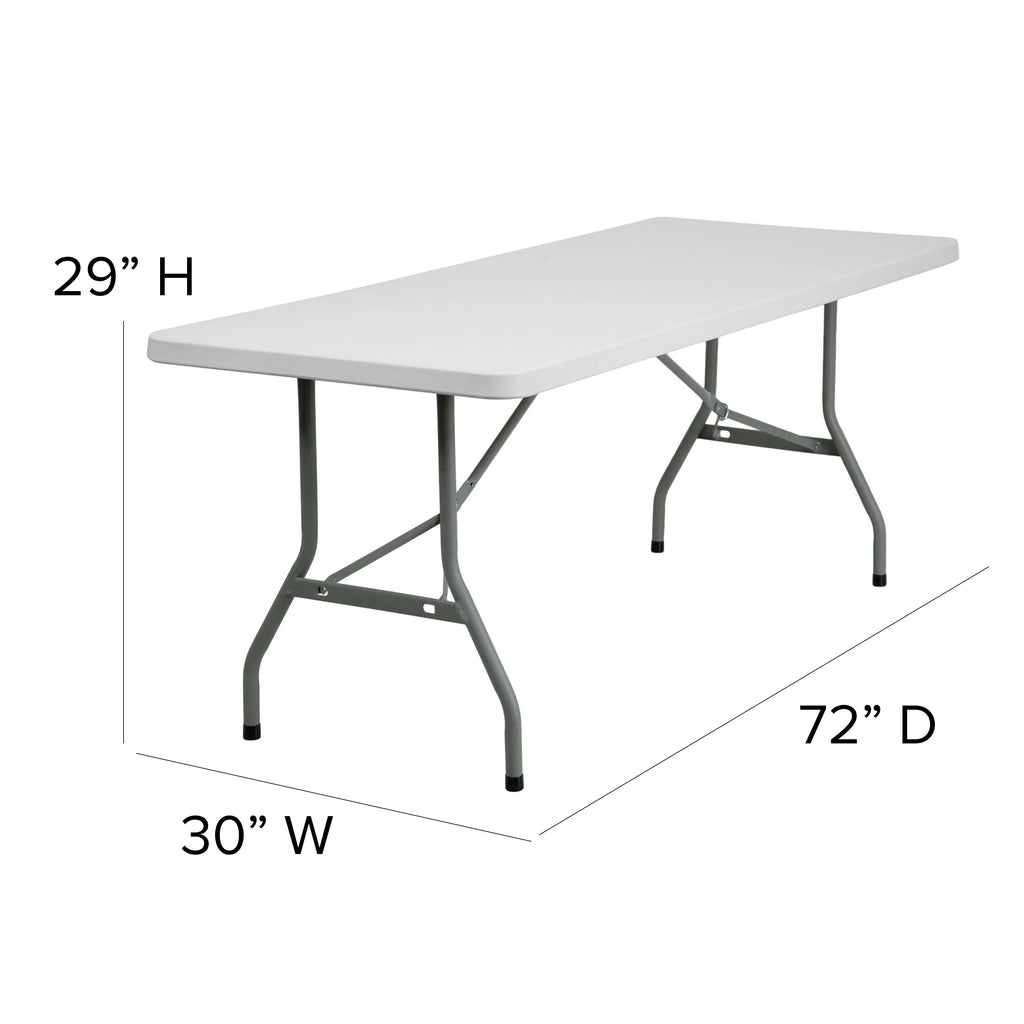 6-Foot Granite White Plastic Folding Table U22636