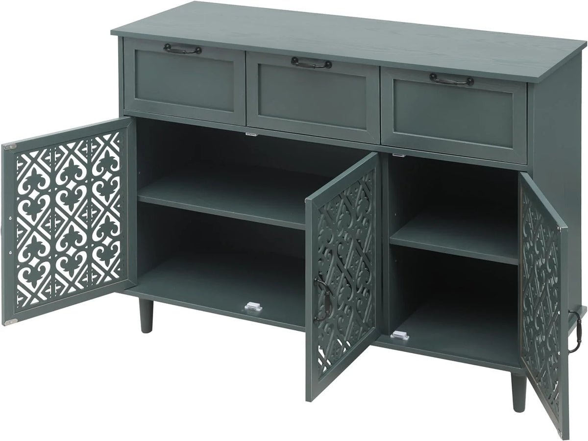Solid Wood Sideboard Buffet Cabinet with 3 Doors 3 Drawers X28329