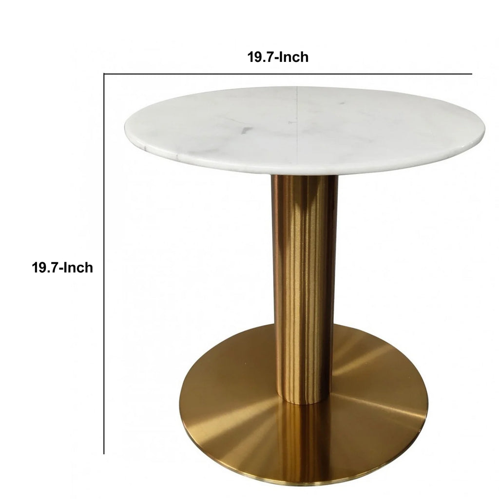 20 Inch Marble Top End Table with Pedestal Base K43941