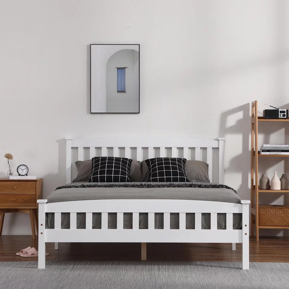Full Solid Pine Wood Bed Frame with Wood Slats Y24057