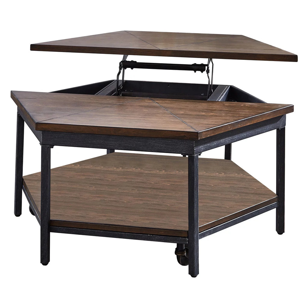 Chocolate Wood Hexagon Lift-Top Cocktail Table T207