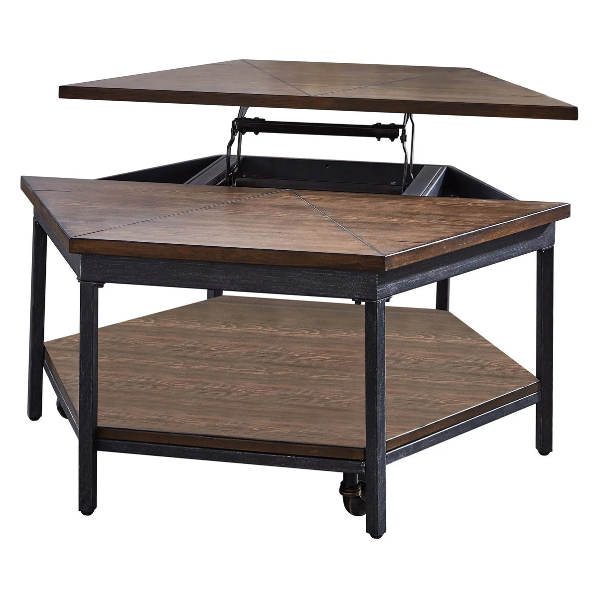 Chocolate Wood Hexagon Lift-Top Cocktail Table T207