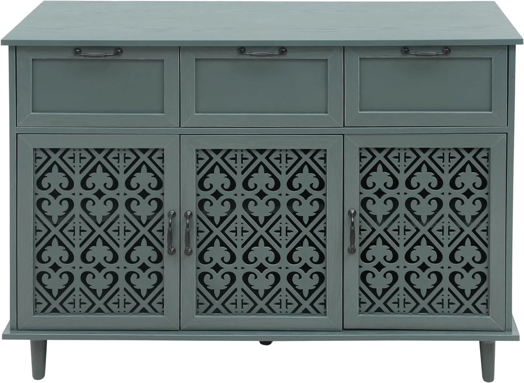 Solid Wood Sideboard Buffet Cabinet with 3 Doors 3 Drawers X28329