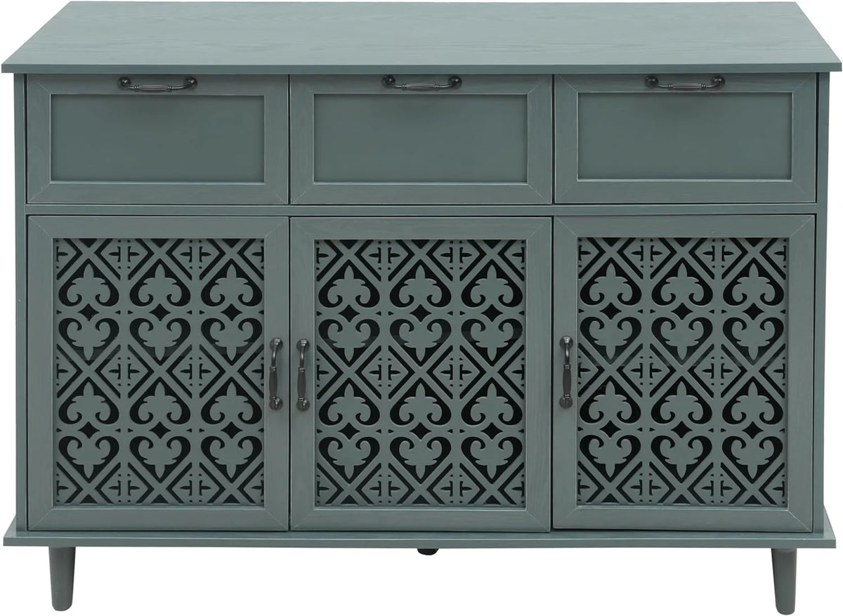 Solid Wood Sideboard Buffet Cabinet with 3 Doors 3 Drawers X28329