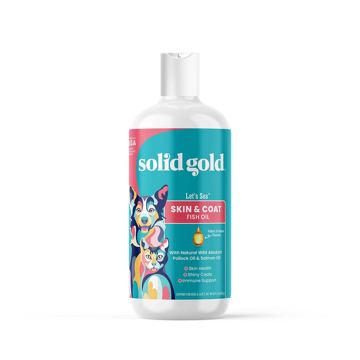 Solid Gold Fish Oil for Dogs & Cats Wild Alaskan Salmon Oil for Dogs Skin and Coat Support K811