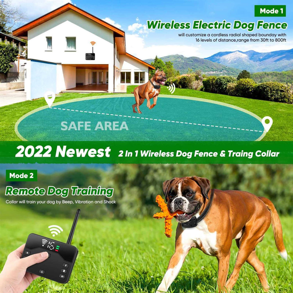 Wireless Dog Fence 2 Dogs Training Collar Remote O230048