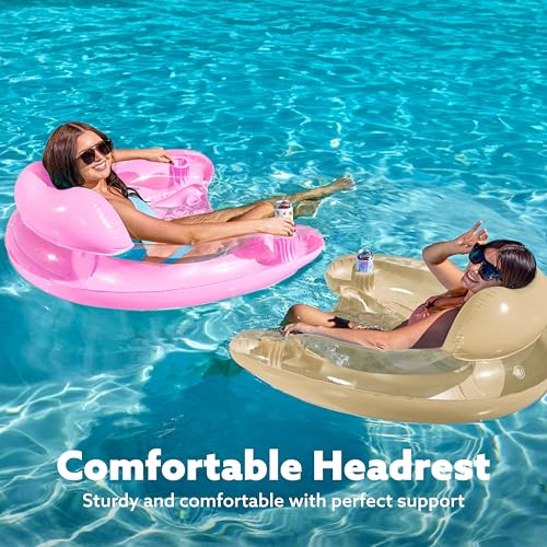2 Pack Inflatable Pool Chairs with Cup Holders G4029