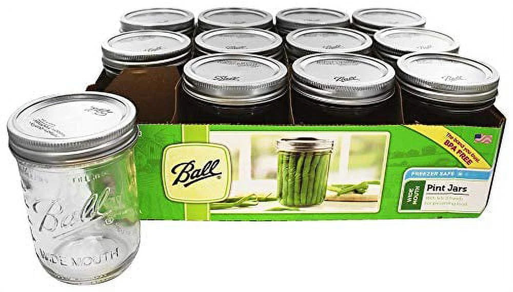 Glass Mason Jars with Lids & Bands, 16 oz, 12 Count K198737