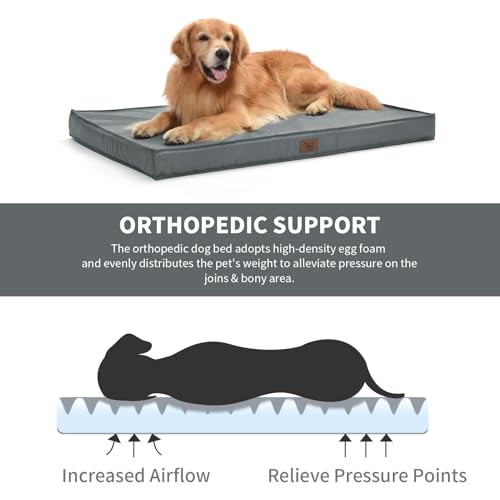 Extra Large Waterproof Egg Crate Foam Dog Bed with Removable Washable Cover R798601