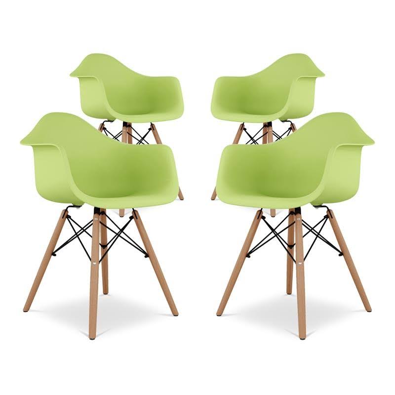 Green Beech Wood Plastic Armchairs (Set of 4) V62664