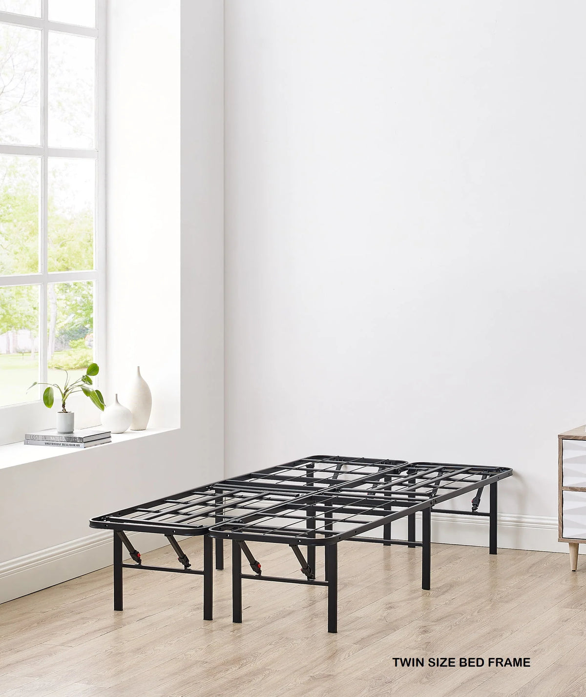 14 Convertible High Platform Metal Bed Frame, Twin/Full, Black J65201