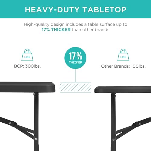4ft Black Plastic Folding Table V3811