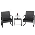 Black 3-Piece Wicker Bistro Chair Set with Coffee Table C159