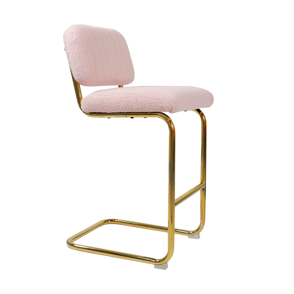 Pink Boucle Fabric Counter Height Bar Stools Set of 2 U314823