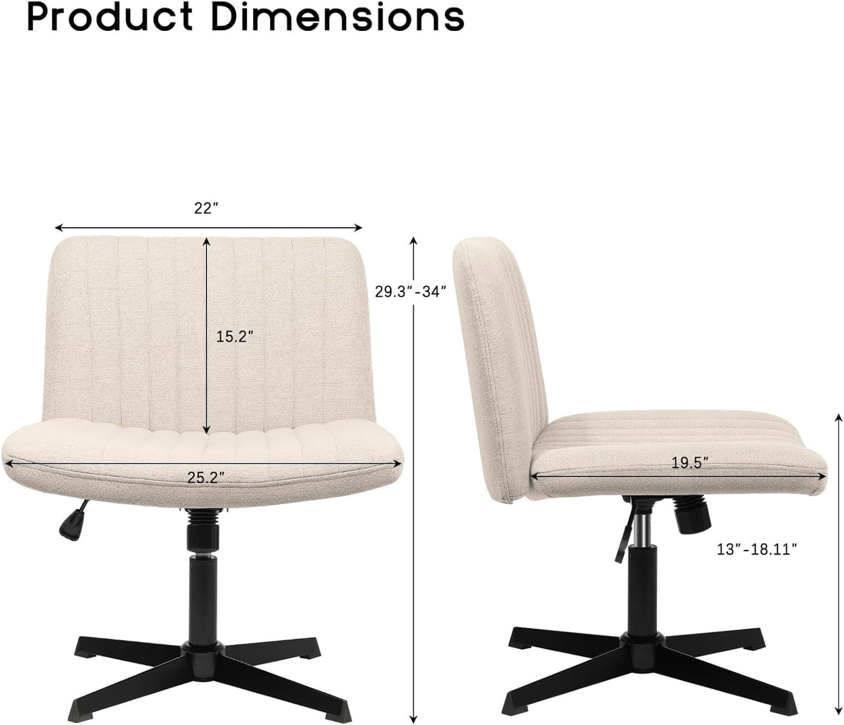 Armless Cross Legged Fabric Padded Swivel Height Adjustable Office Desk Chair J886373