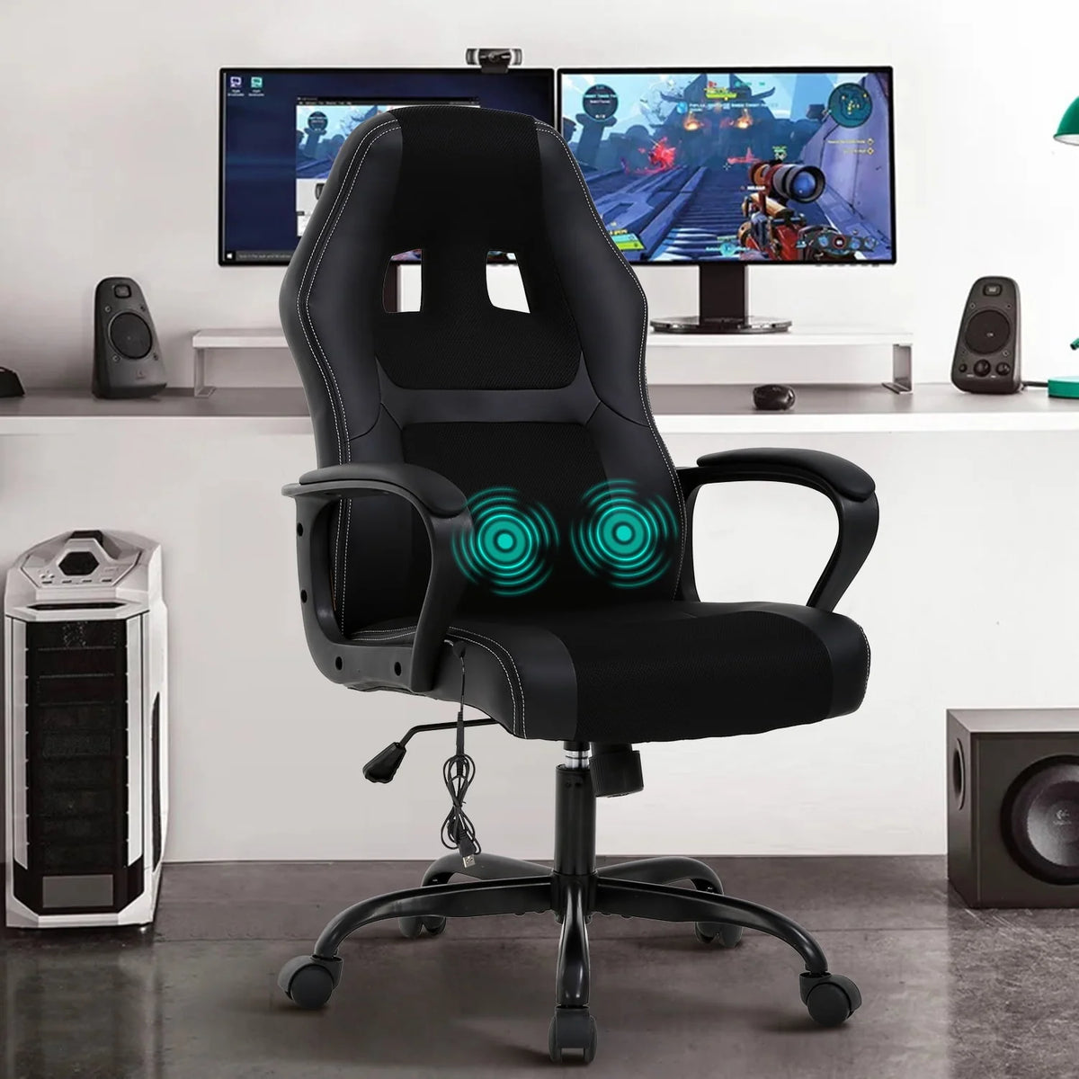 Black Adjustable PU Leather Gaming Chair H2642