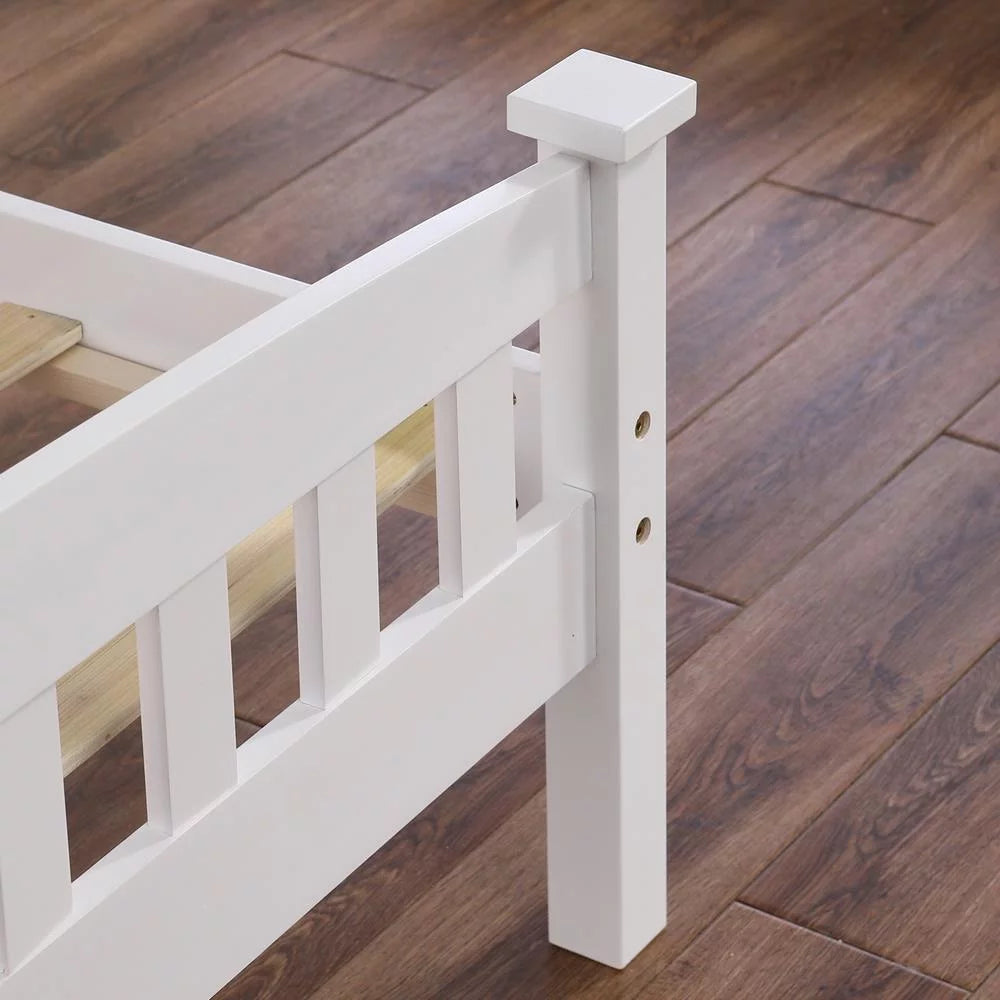 Full Solid Pine Wood Bed Frame with Wood Slats Y24057