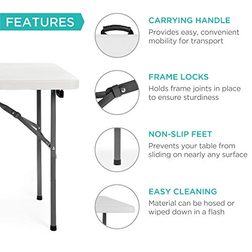 4ft Black Plastic Folding Table V3811