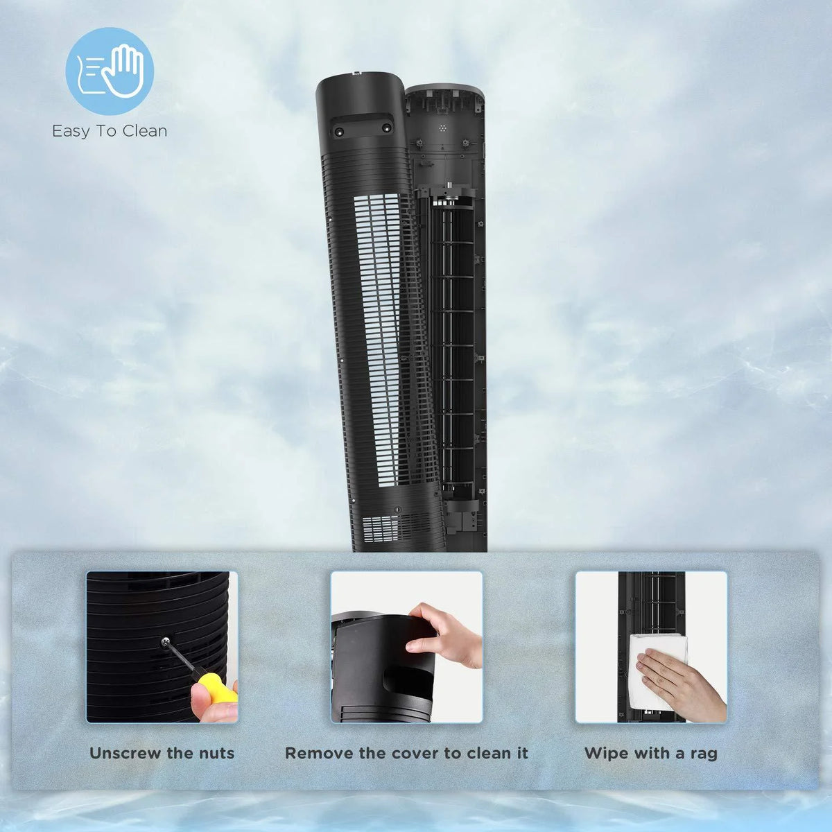 40 Oscillating Tower Fan with Remote, Black I5979
