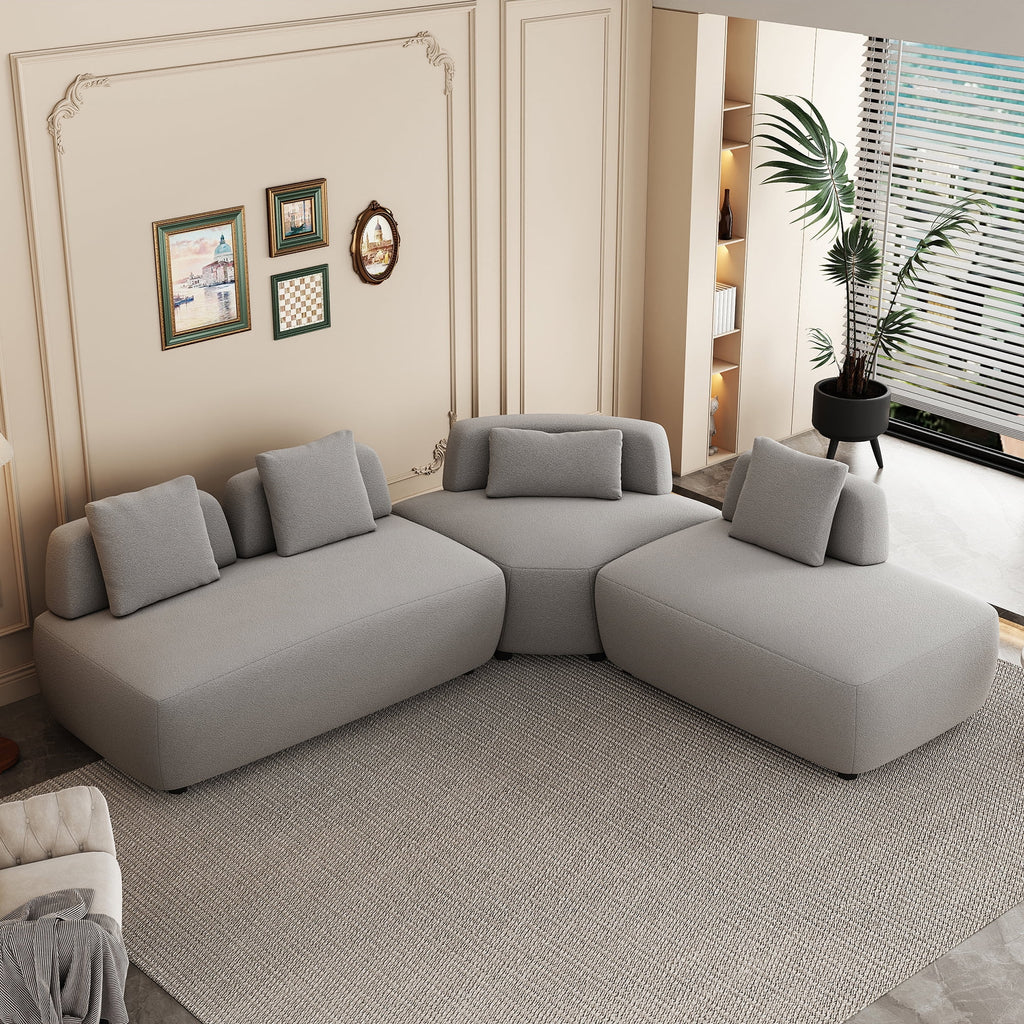 Gray 3-piece Sectional Sofa with 4 Pillows D480517