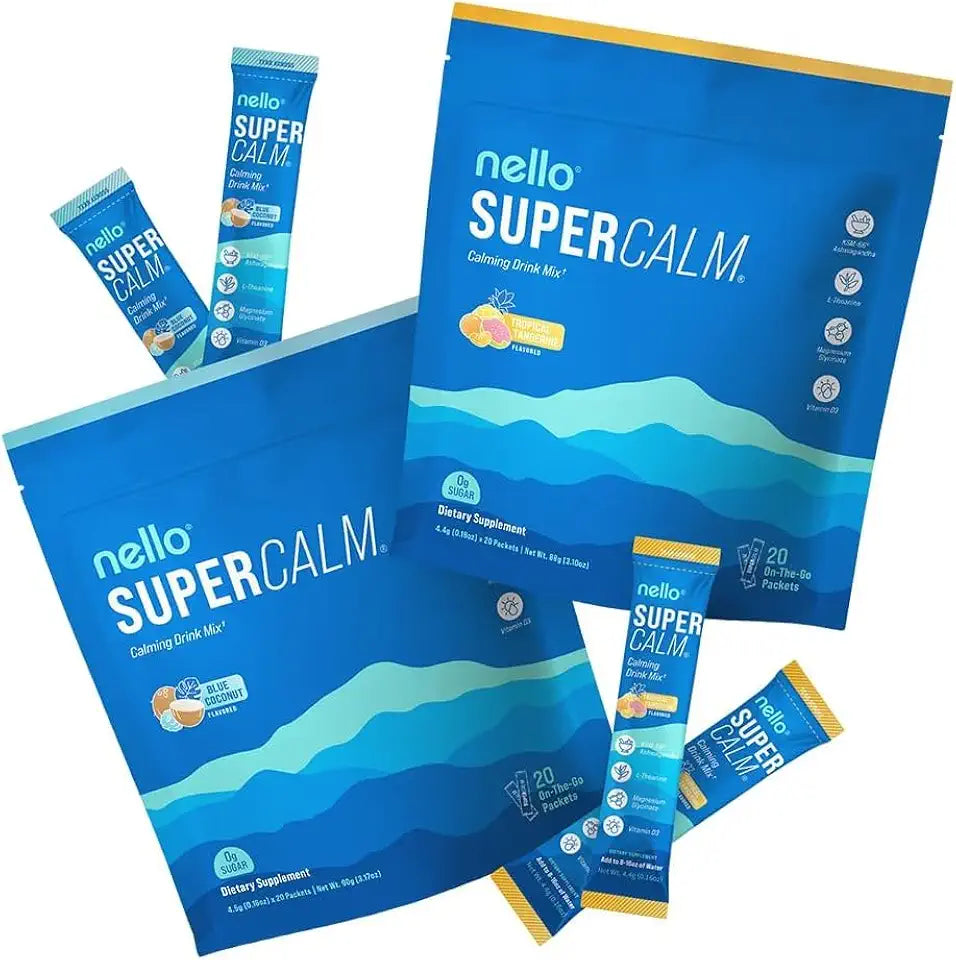 Blue Coconut Tropical Tangerine Ashwagandha Magnesium L-Theanine Drink Mix 2 x 20 Packets G1313