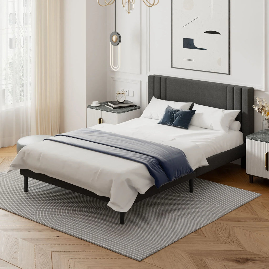 Dark Gray Wood Frame Full Platform Bed G68371